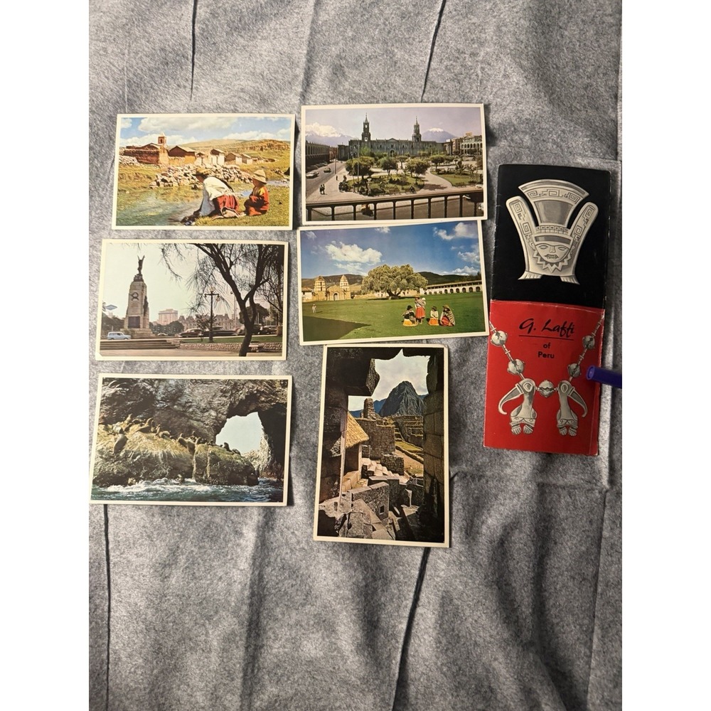 Vintage 1960s-1970s postcards, Peru peruvian, lot of 6 +1 pamphlet